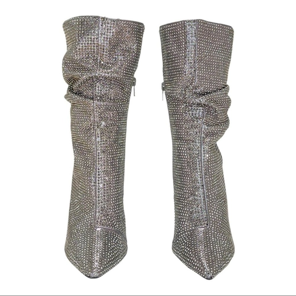 Thalia Sodi Glittering Silver Heeled Boots - Picture 4 of 12